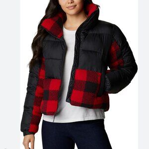 Columbia Leadbetter Point Sherpa Hybrid Cropped Puffer Jacket Coat Medium
